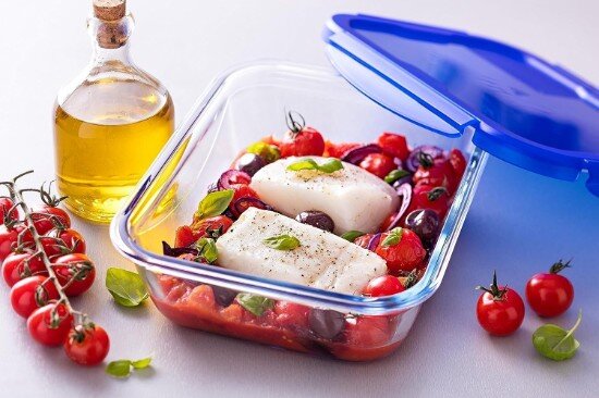 pyrex Правоъгълен стъклен контейнер за храна с херметически затворен капак