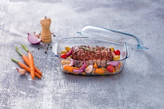 pyrex Правоъгълна чиния с капак изработена от боросиликатно стъкло топлоус