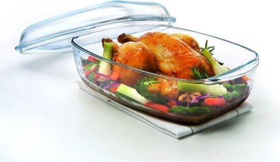 pyrex Правоъгълна чиния с капак изработена от боросиликатно стъкло топлоус