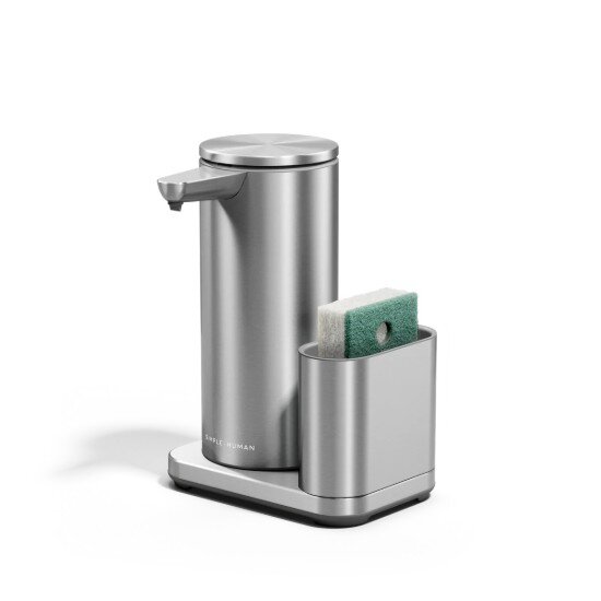 SimpleHuman Дозатор за сапун със сензор и държач за гъба 414 мл неръждаема стома