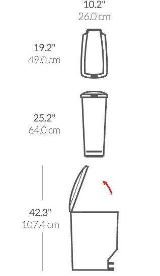 SimpleHuman Кошче за боклук с педал 40 л пластмасово черно -