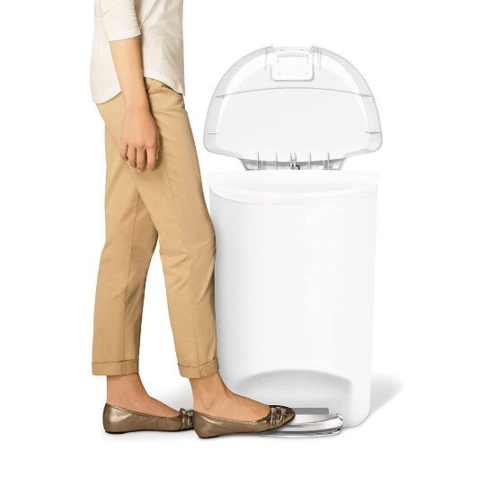 SimpleHuman Кошче за боклук с педал 50 L полукръгло Бяло -