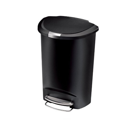 SimpleHuman Кошче за боклук с педал 50 L полукръгло пластмасово черно - simple