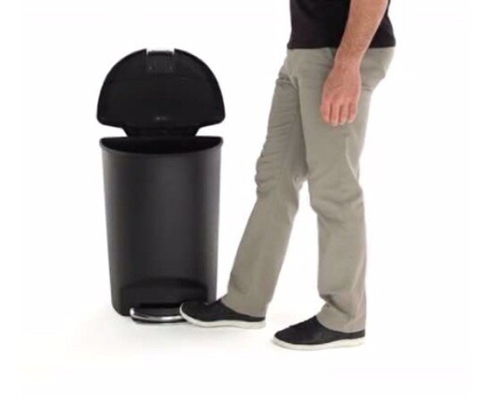SimpleHuman Кошче за боклук с педал 50 L полукръгло пластмасово черно - simple