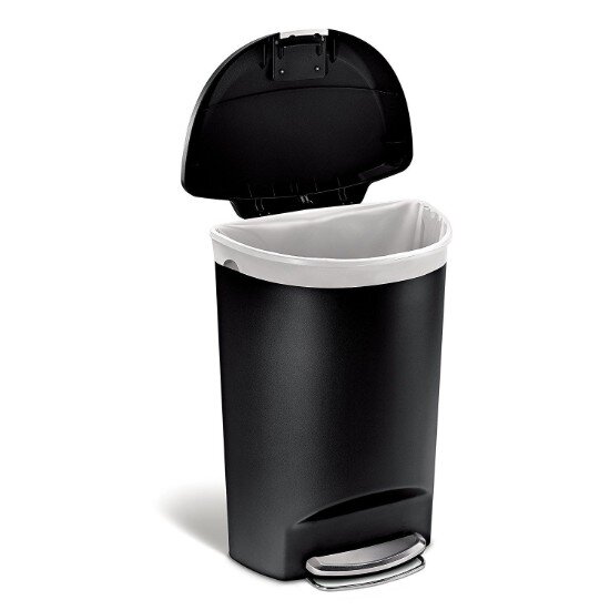SimpleHuman Кошче за боклук с педал 50 L полукръгло пластмасово черно - simple