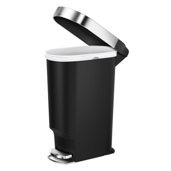 SimpleHuman Кошче за боклук с педали 40 L пластмасово "Slim" черно - simplehum