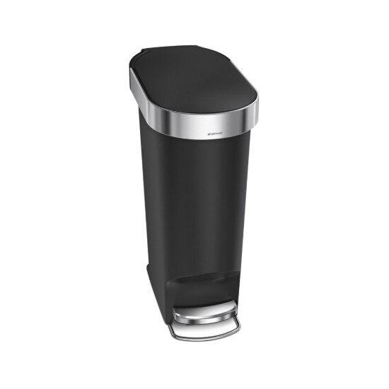 SimpleHuman Кошче за боклук с педали 40 L пластмасово "Slim" черно - simplehum