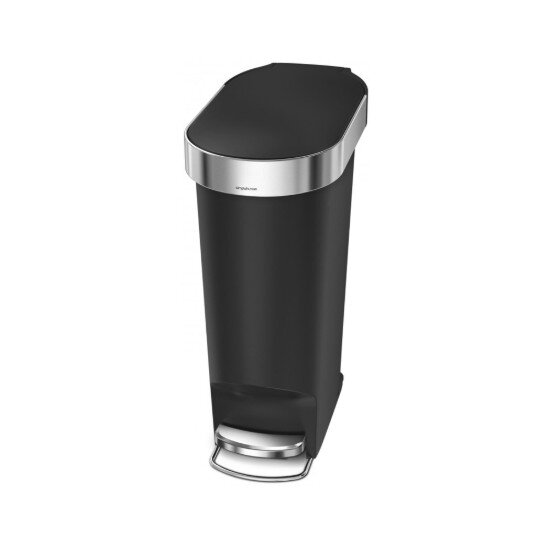 SimpleHuman Кошче за боклук с педали 40 L пластмасово "Slim" черно - simplehum