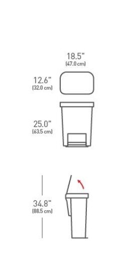 SimpleHuman Кошче за боклук с педали 45 L пластмасово -