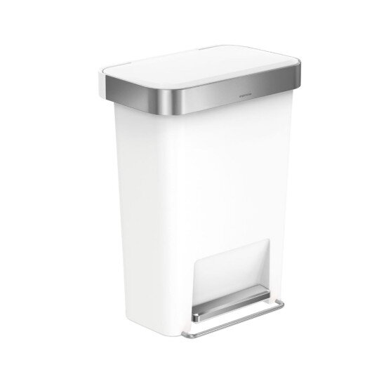 SimpleHuman Кошче за боклук с педали 45 л пластмасово бяло -