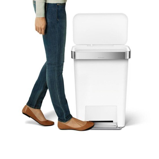 SimpleHuman Кошче за боклук с педали 45 л пластмасово бяло -