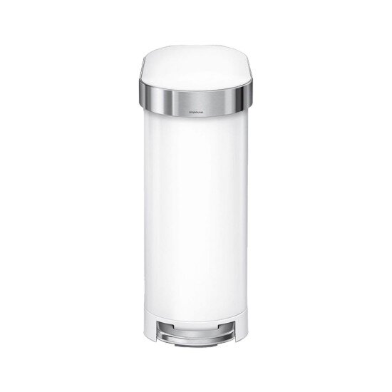 SimpleHuman Кошче за боклук с педали 45 L Slim White Steel -