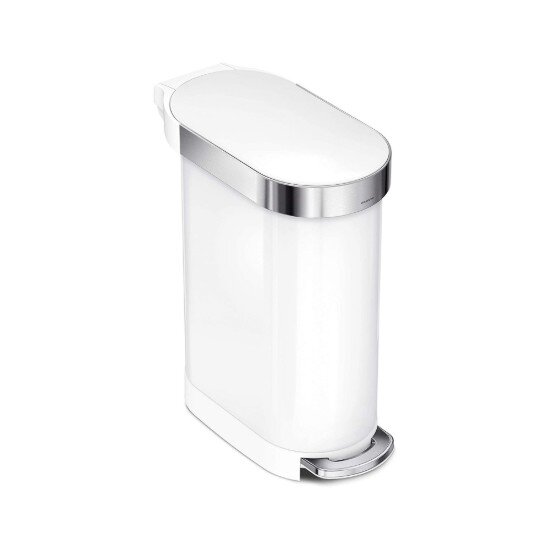 SimpleHuman Кошче за боклук с педали 45 L Slim White Steel -