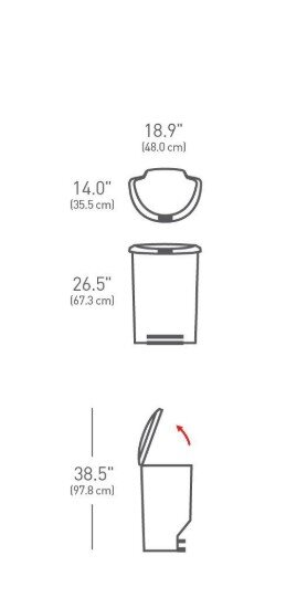 SimpleHuman Кошче за боклук с педали 50 L пластмасово -