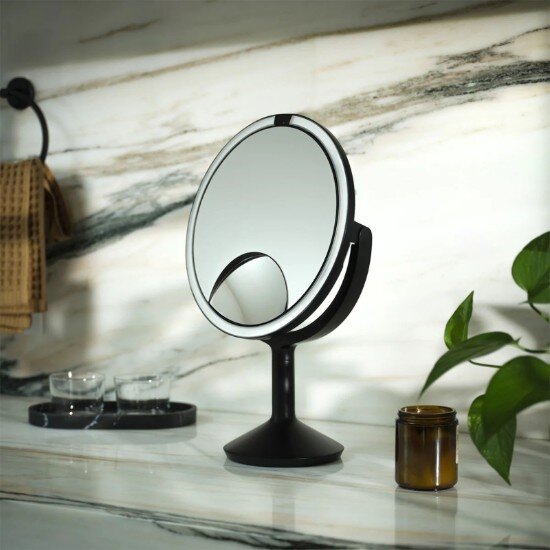 SimpleHuman Козметично огледало със сензор 25 см "Trio Max" Matte Black Steel -