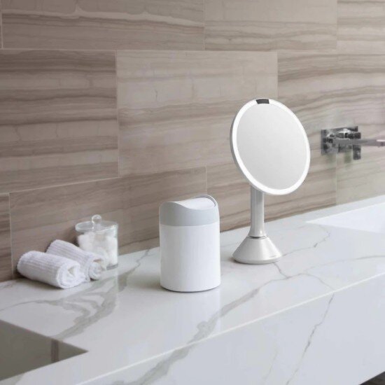 SimpleHuman Настолно мини кошче за боклук 15 л White Steel -