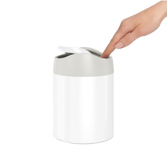 SimpleHuman Настолно мини кошче за боклук 15 л White Steel -