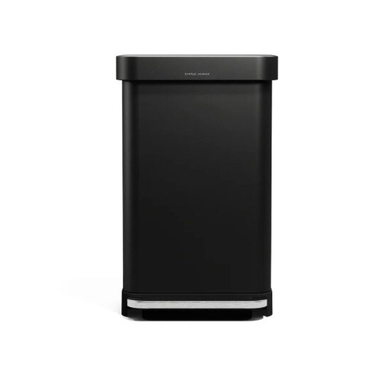 SimpleHuman Правоъгълен кош за боклук 45 л с педал Matte Black -