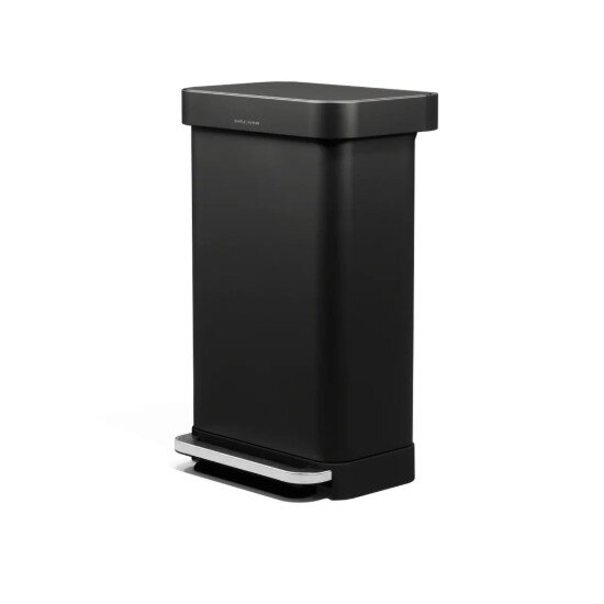 SimpleHuman Правоъгълен кош за боклук 45 л с педал Matte Black -