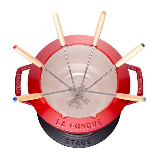 Staub 20 см чугун фондю комплект Cherry -
