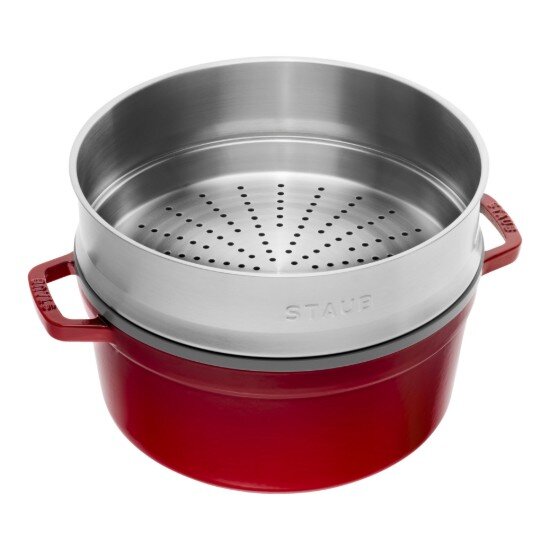 Staub Чугунен съд за готвене Cocotte с аксесоар за готвене на пара 26 cm/5