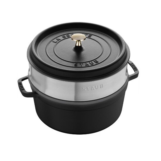 Staub Чугунена тенджера Cocotte с приставка за готвене на пара 24 см/379