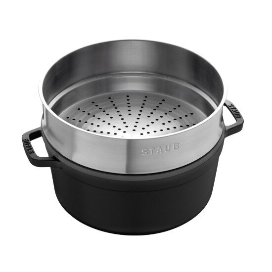 Staub Чугунена тенджера Cocotte с приставка за готвене на пара 24 см/379
