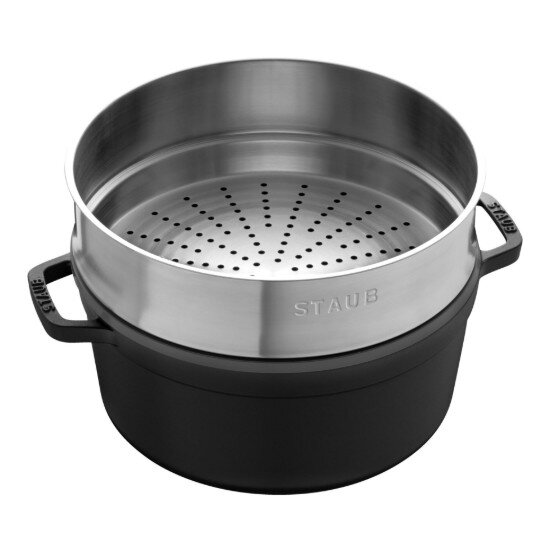 Staub Чугунена тенджера за готвене Cocotte с аксесоар за готвене на пара 2