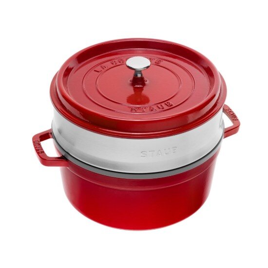 Staub Чугунена тенджера за готвене Cocotte с аксесоар за готвене на пара 2