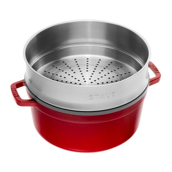 Staub Чугунена тенджера за готвене Cocotte с аксесоар за готвене на пара 2