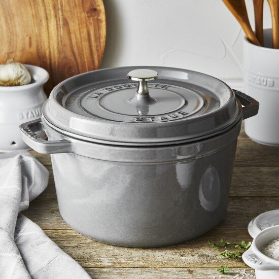 Staub Дълбока тенджера Cocotte чугунена 24 см/47 л Graphite Grey -