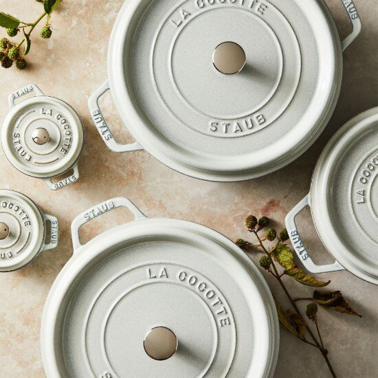 Staub Дълбока тенджера за готвене Cocotte чугунена 24 см / 4.7 л White Tr