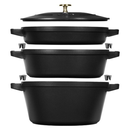 Staub Комплект съдове Cocotte от 3 части 24 см чугун черен -