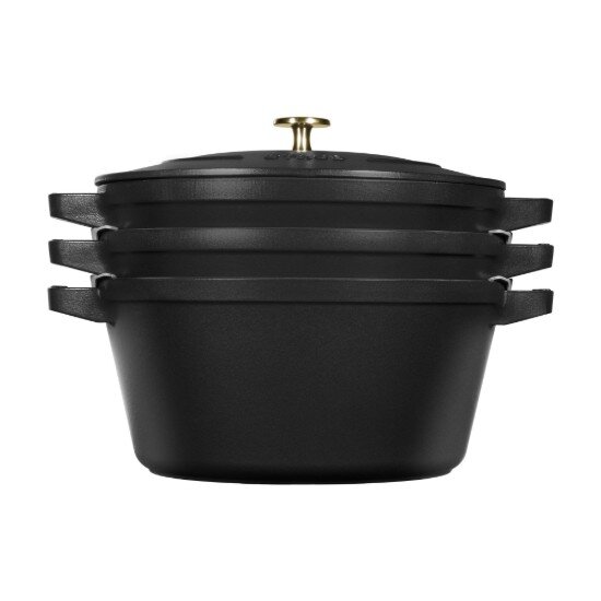 Staub Комплект съдове Cocotte от 3 части 24 см чугун черен -