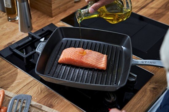Staub Квадратен грил тиган чугун 30 см Graphite Grey -