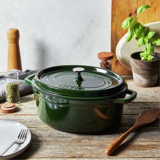 Staub Овален съд за готвене Cocotte чугун 31cm/5.5L Basil -