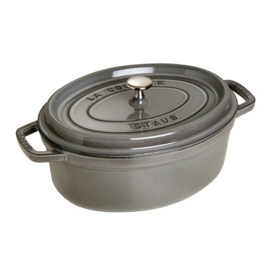 Staub Овален съд за готвене Cocotte чугун 31cm/55L Graphite Grey -