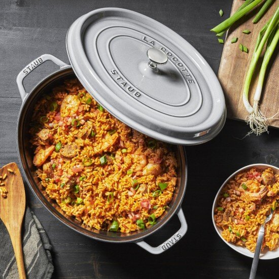 Staub Овален съд за готвене Cocotte чугун 31cm/55L Graphite Grey -