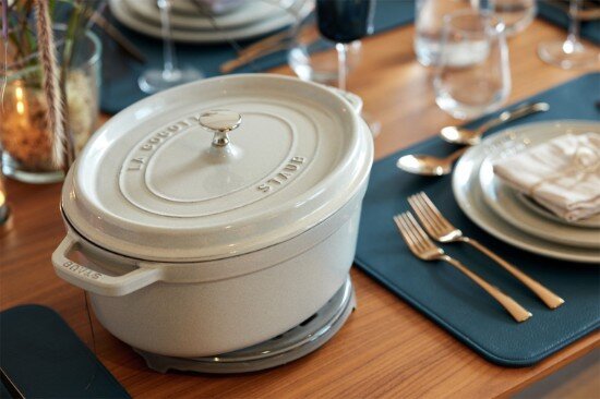 Staub Овална тенджера за готвене Cocotte чугунена 37 см/8 л White Truffle