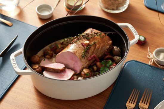 Staub Овална тенджера за готвене Cocotte чугунена 37 см/8 л White Truffle