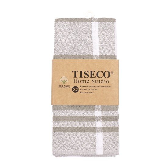 Tiseco Комплект 3 кухненски кърпи органичен памук 50х70 см Beige -