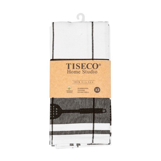 Tiseco Комплект от 3 кухненски кърпи памук 50 x 70 см "Pharao" черно - Ti