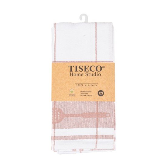 Tiseco Комплект от 3 кухненски кърпи памук 50 x 70 см "Pharao" розово - T