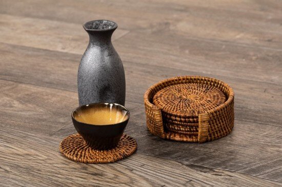 Tiseco Комплект подложки за чаши от 6 части 10 см Natural -