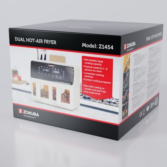 Zokura Двоен фритюрник 8 л 1350 + 1350 W бежов -