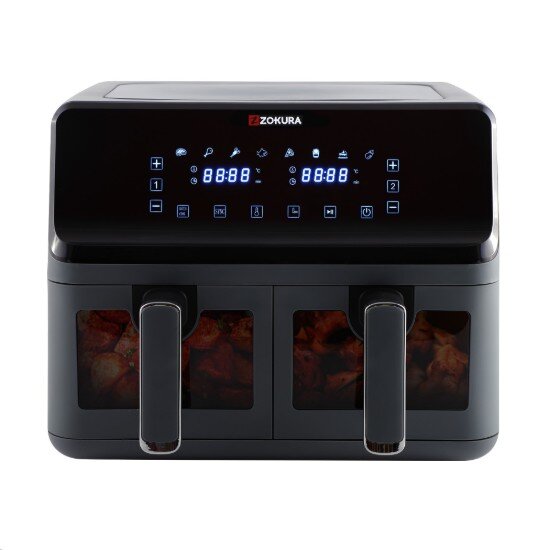 Zokura Двоен фритюрник с горещ въздух 8 л 1350+1350 W тъмно сив -
