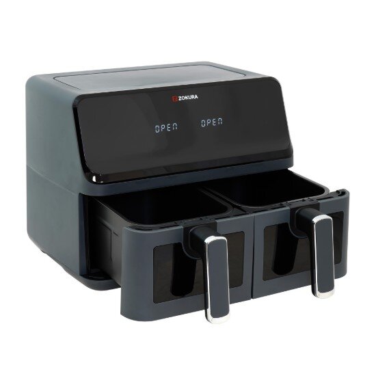 Zokura Двоен фритюрник с горещ въздух 8 л 1350+1350 W тъмно сив -