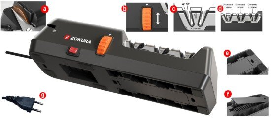 Zokura Електрическа острилка за ножове и ножици с 3 степени 18W -