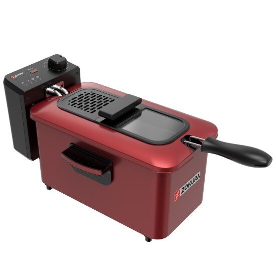 Zokura Фритюрник с маслен филтър 3 л 2000 W червен -