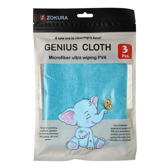 Zokura Комплект 3 кърпи за почистване "Genius" PVA микрофибър 30 × 30 см -